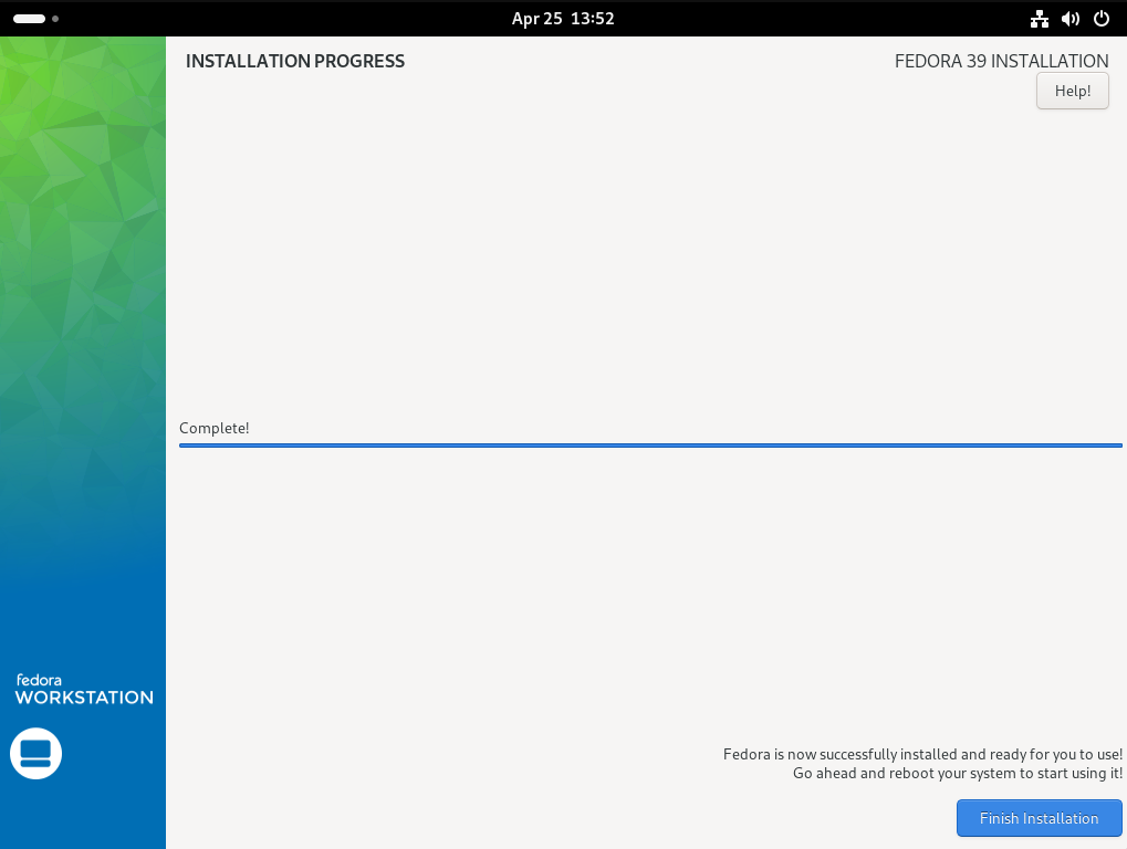 Fedora install complete