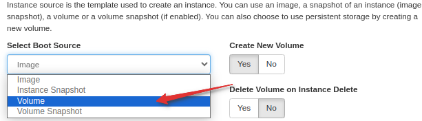 Instance with volume